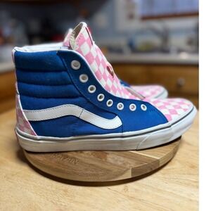 Vans Sk8 Hi Platform Checkerboard Pink Blue Women's High Tops RARE M8/W9.5